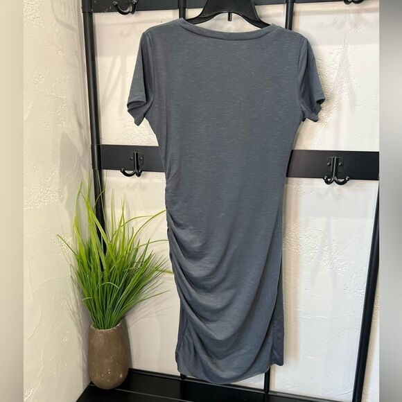 Bodycon Rutched Dress V Neck Short Sleeve T Shirt Mini Dress Size Small - Picture 4 of 16